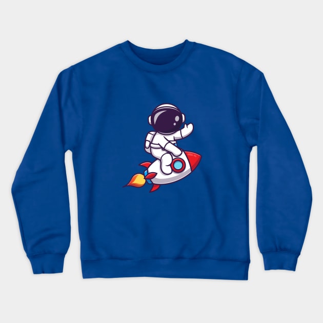 Cute Astronaut on Rocket - Rocket Man Crewneck Sweatshirt by info@dopositive.co.uk